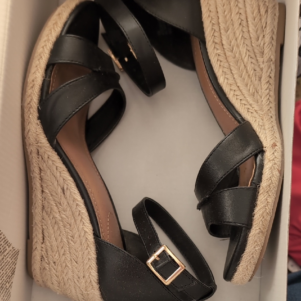 Chic Black Wedge Sandals